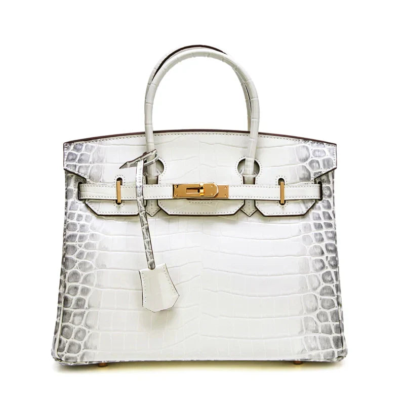 Birkin Bag Crocodile-Embossed Cowhide Leather Gold Hardware