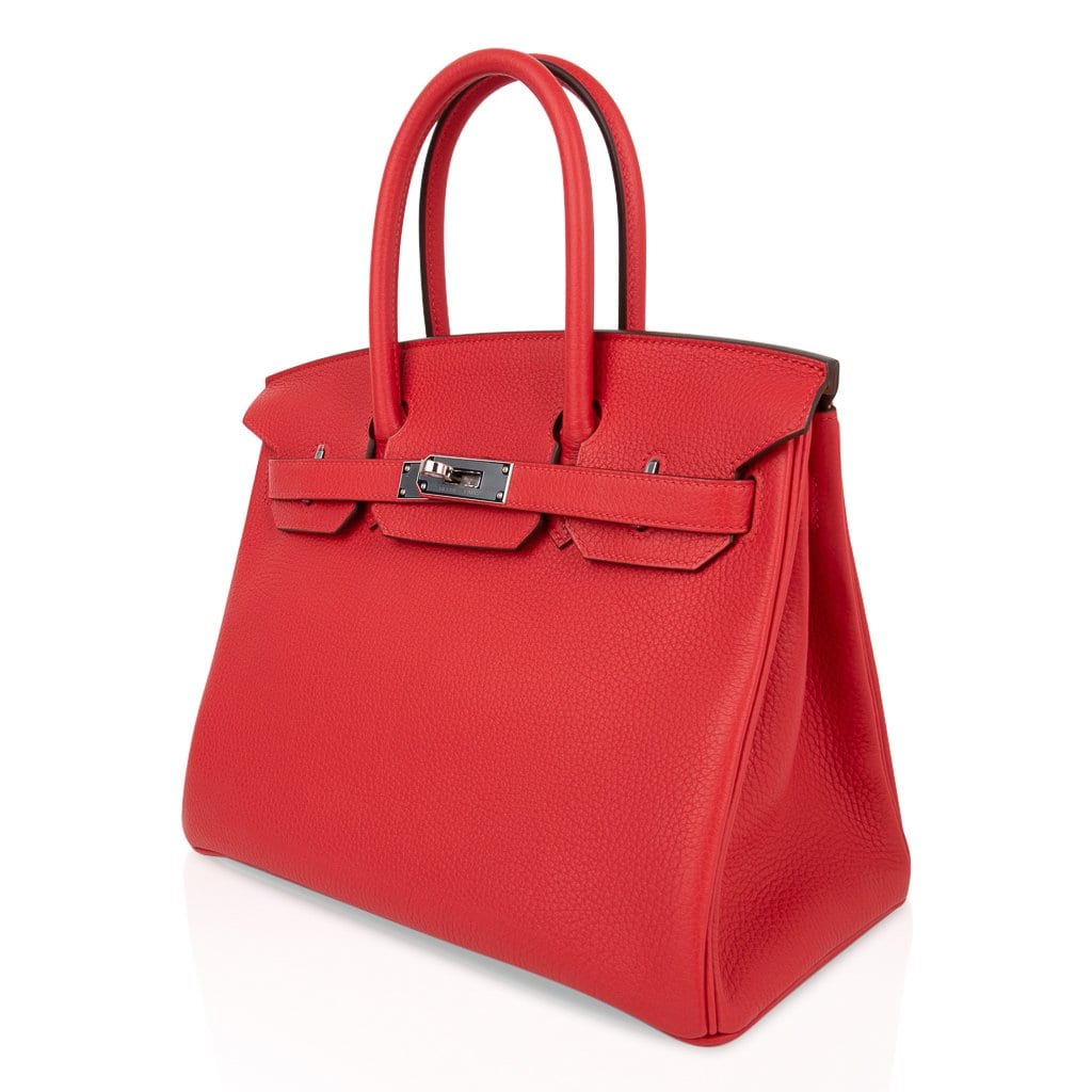 Verso Birkin 30 Bag Rouge Tomate & Natural Sable Togo Leather with Palladium Hardware
