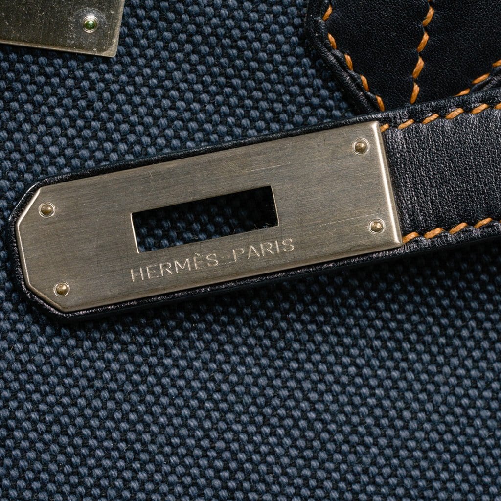 Birkin 35 Ghillies Denim Fonce Canvas / Black Evercalf Bag Limited Edition