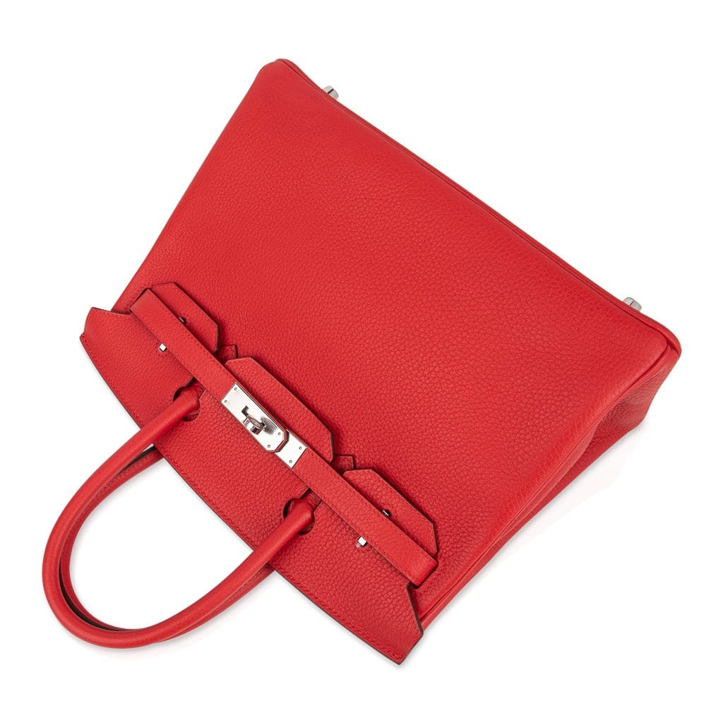 Verso Birkin 30 Bag Rouge Tomate & Natural Sable Togo Leather with Palladium Hardware
