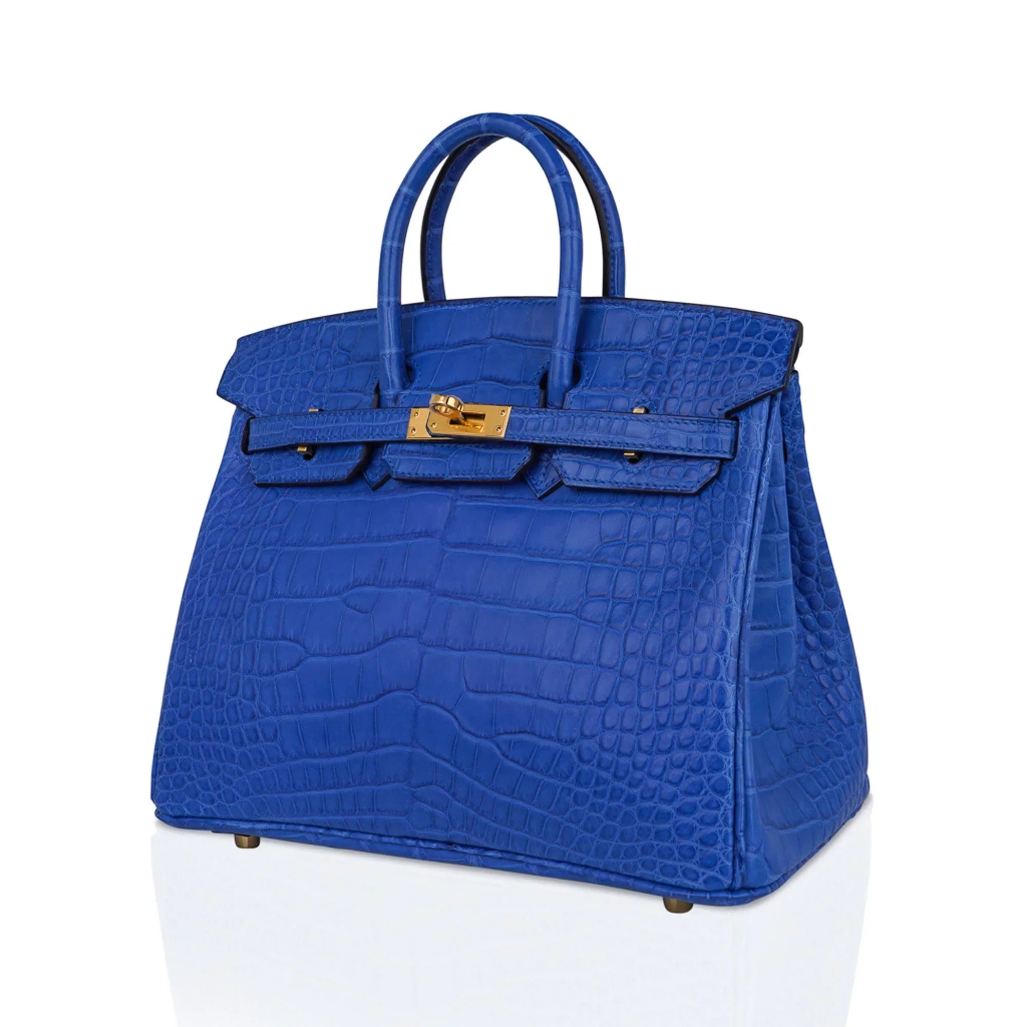 Birkin 25 Bag Blue Zellige Matte Alligator Gold Hardware
