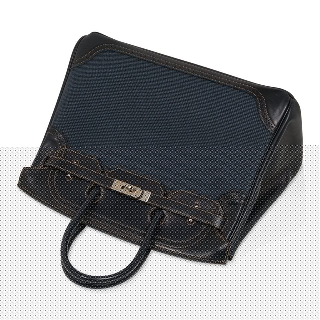 Birkin 35 Ghillies Denim Fonce Canvas / Black Evercalf Bag Limited Edition