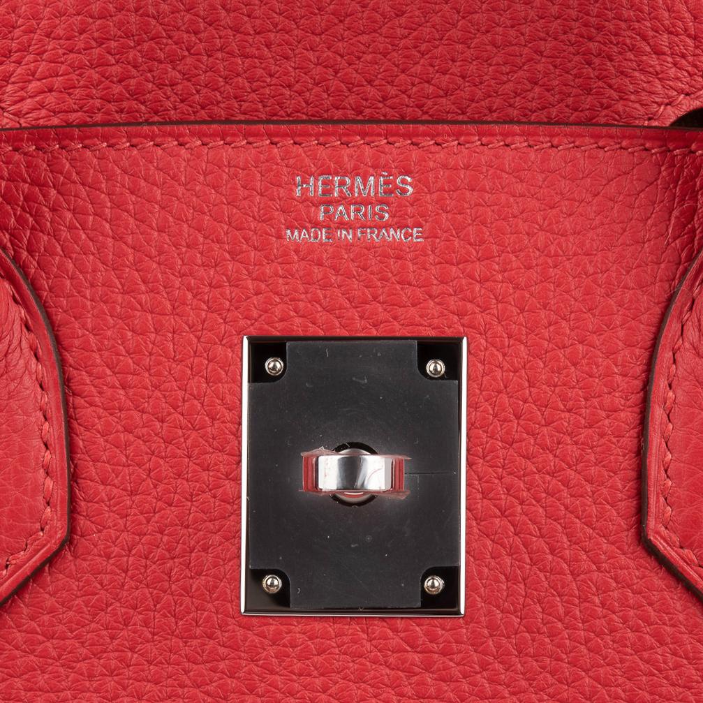 Verso Birkin 30 Bag Rouge Tomate & Natural Sable Togo Leather with Palladium Hardware