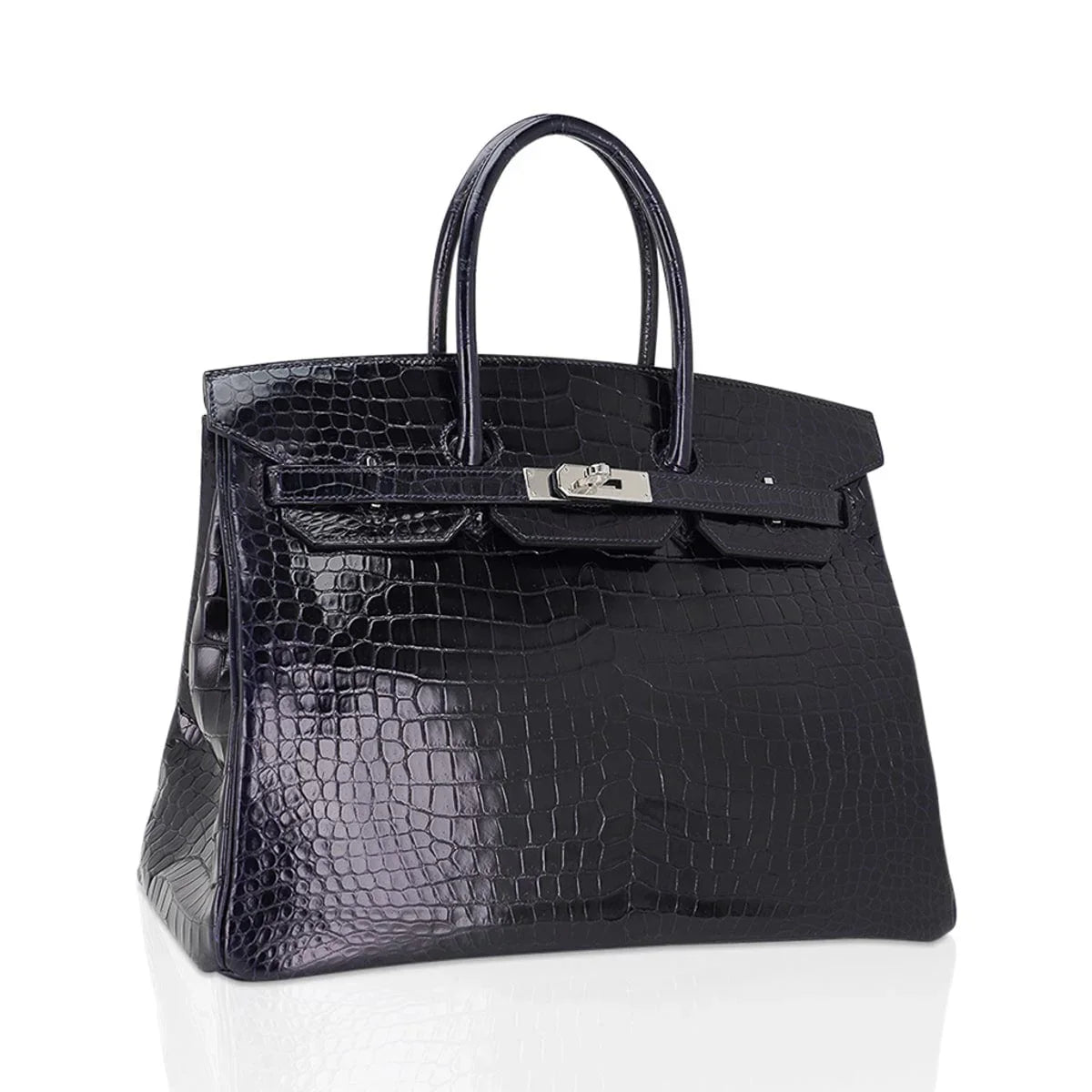 Birkin 35 Bag Blue Marine Porosus Crocodile with Palladium Hardware