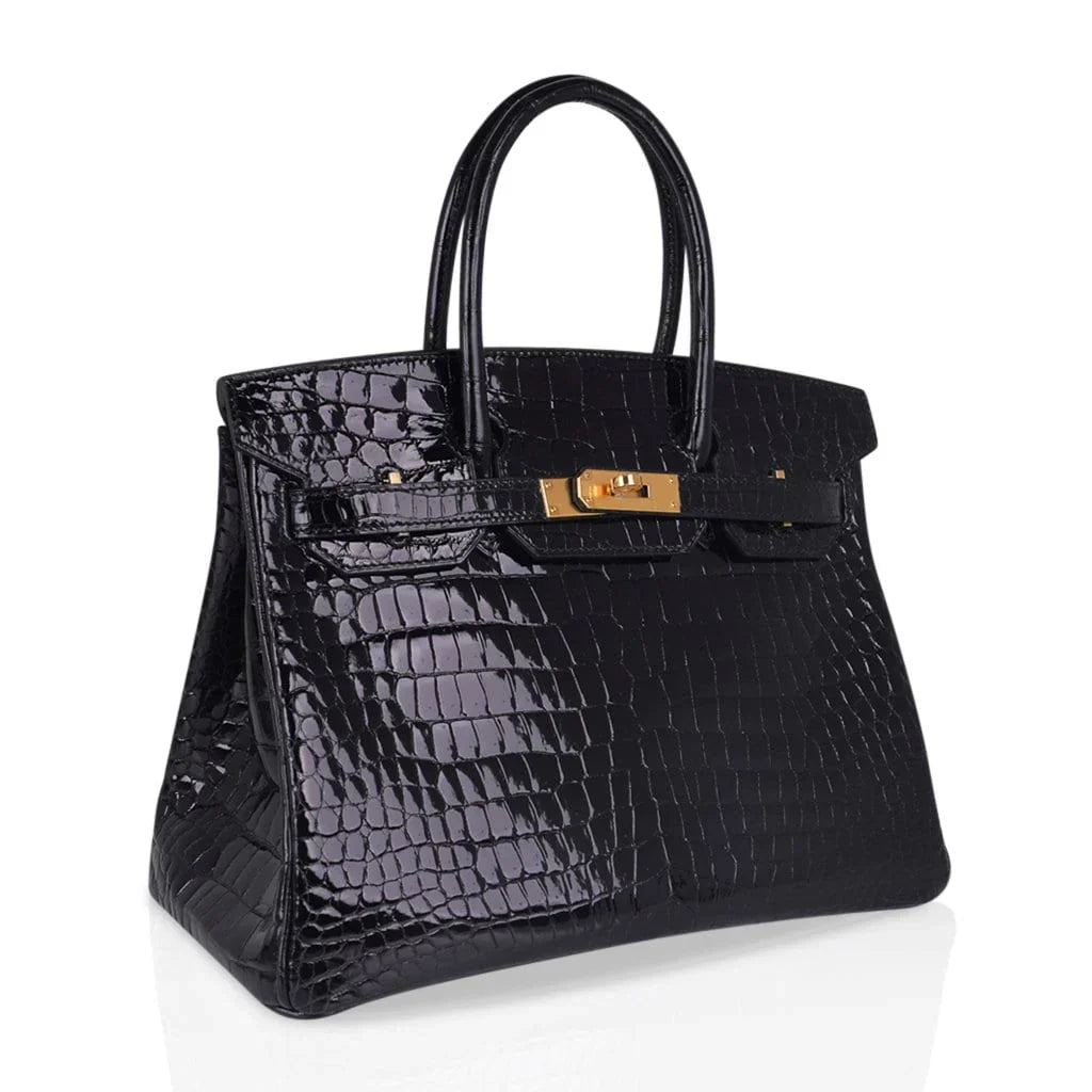 Birkin 30 Bag Black Porosus Crocodile with Gold Hardware