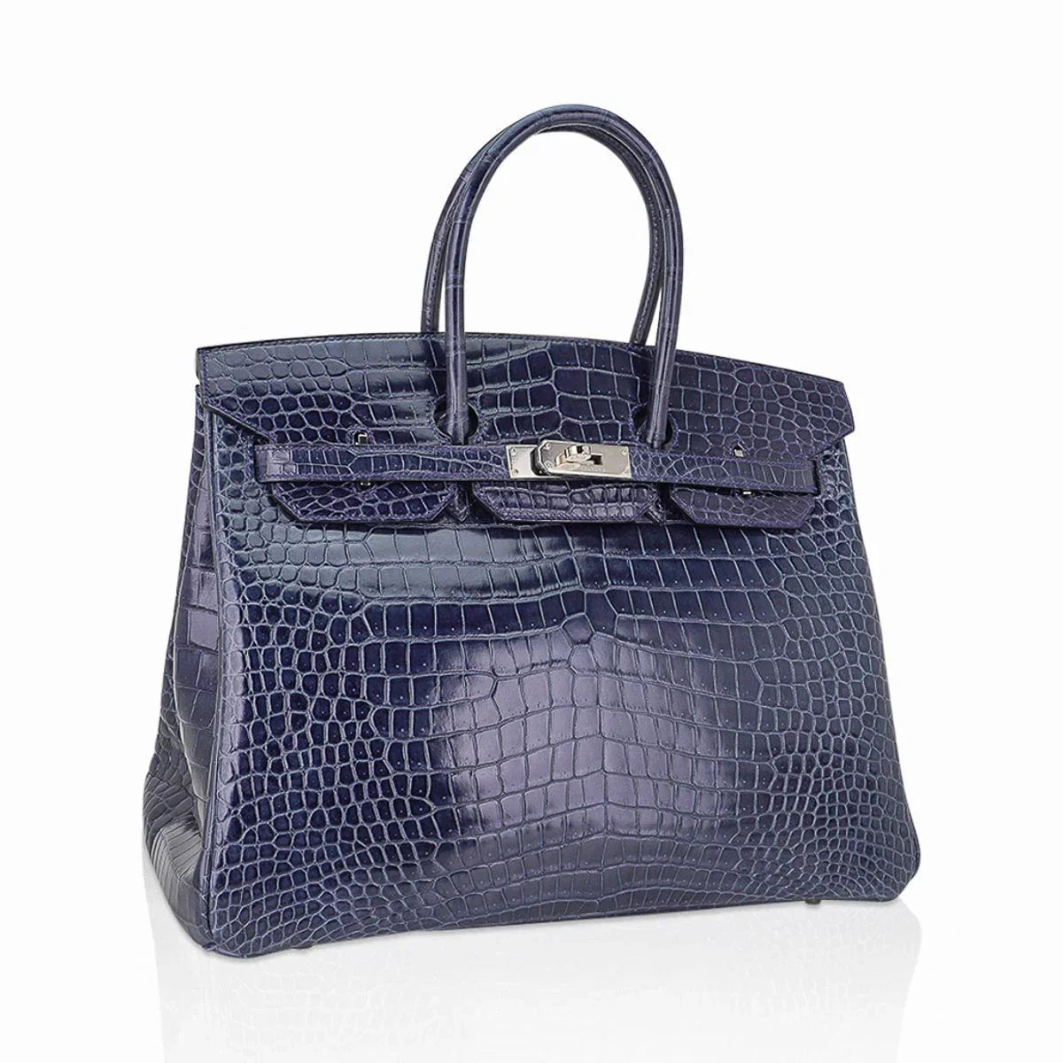 Birkin 35 Bleu Roi Porosus Crocodile Palladium Hardware