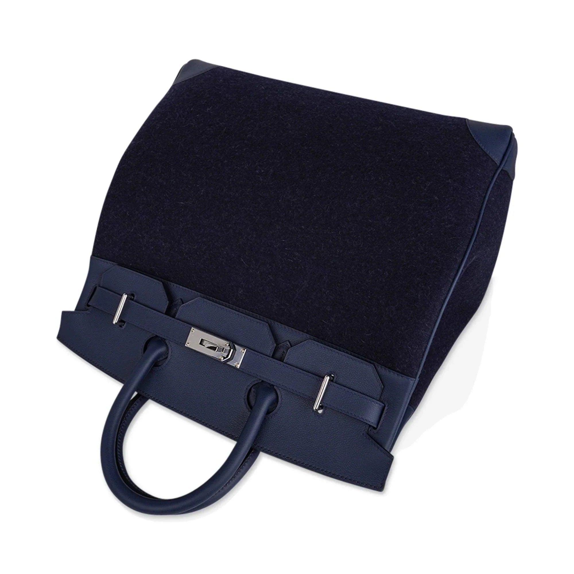 HAC Birkin 40 Bag Blue Nuit Felt and Blue de Malte Evercolor Leather with Palladium Hardware
