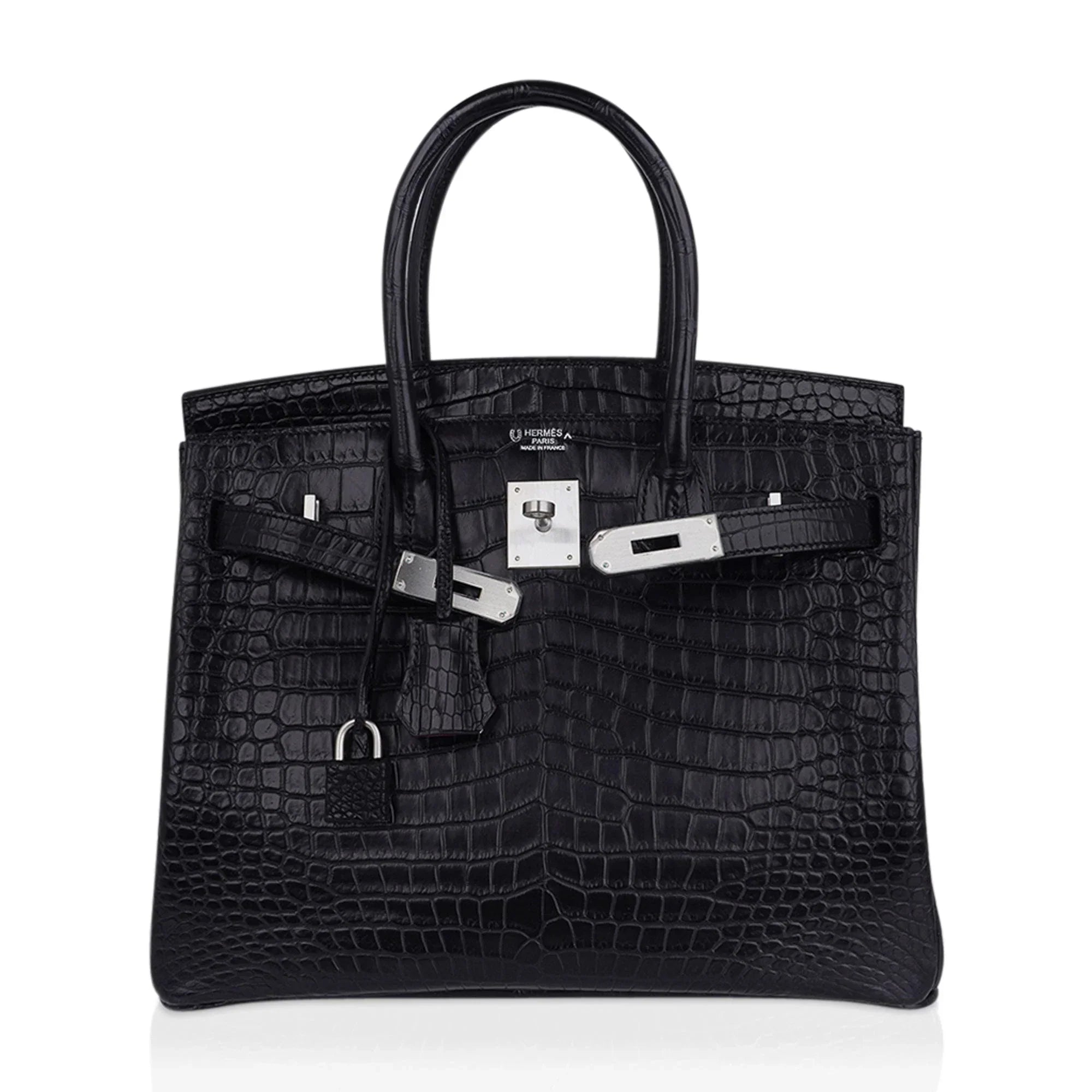 Birkin HSS 30 Matte Porosus Crocodile Black / Rose Pourpre Bag