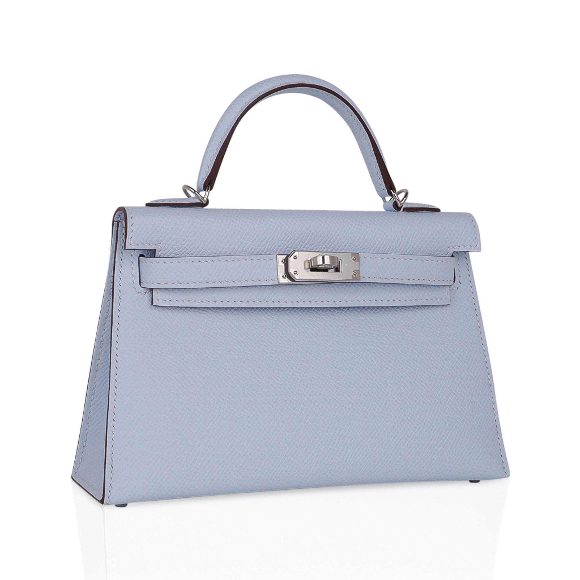 Kelly 20 Mini Sellier Bag Blue Brume Epsom Leather Gold Hardware
