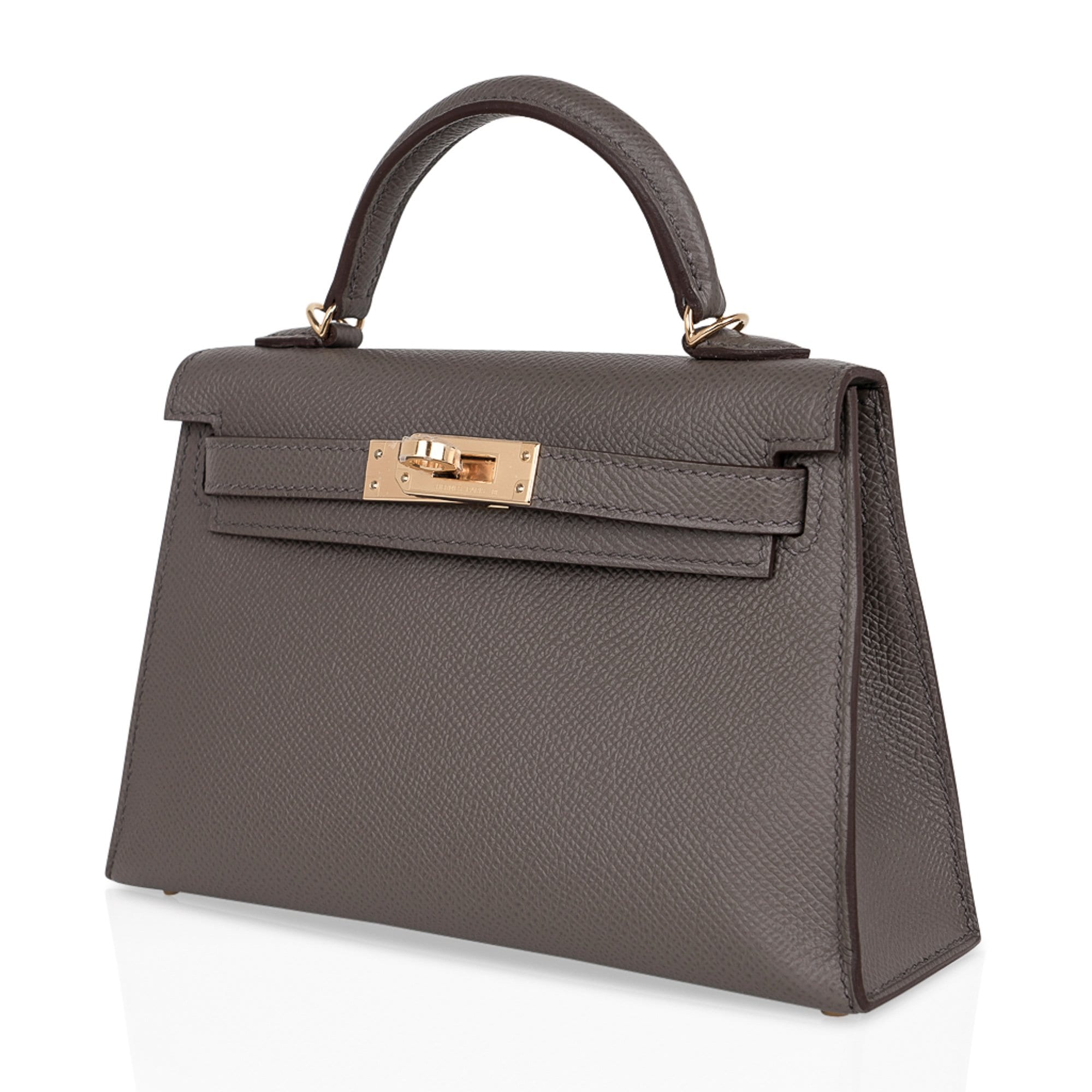 Kelly 20 Mini Sellier Bag Etain Epsom Leather Gold Hardware New w/Box