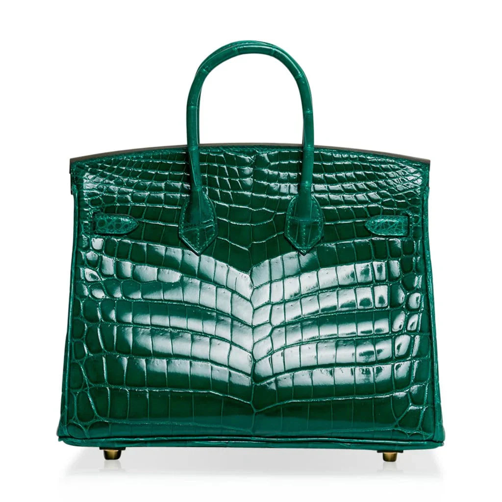 Birkin 25 Bag Emerald Crocodile Gold Hardware