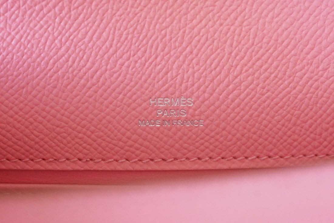 Kelly Pochette Clutch Bag Rose Confetti Pink Epsom Palladium