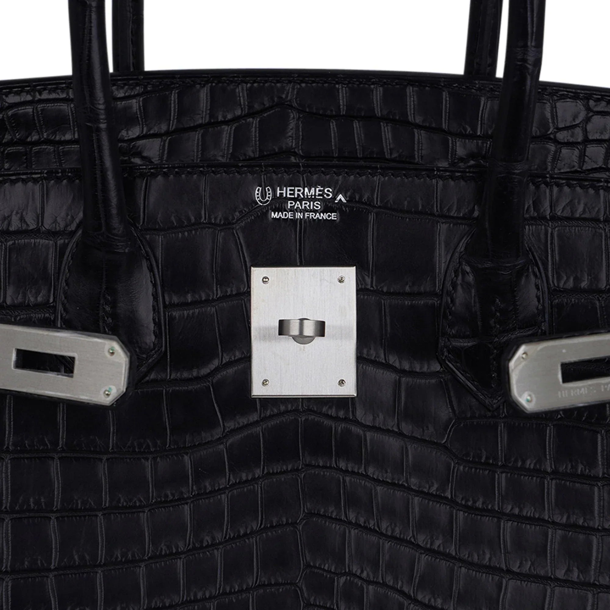 Birkin HSS 30 Matte Porosus Crocodile Black / Rose Pourpre Bag