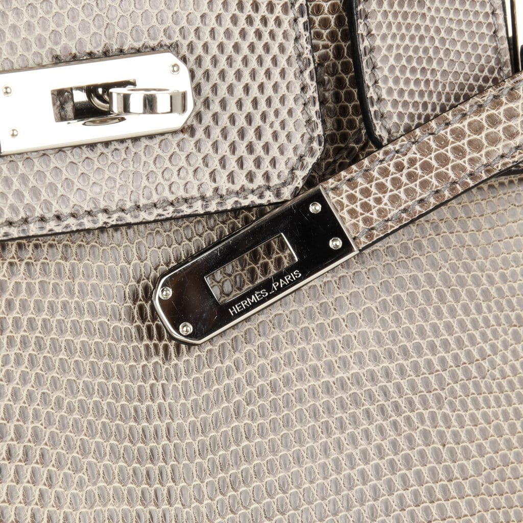 Birkin 25 Bag Gris Agate Lizard Palladium Hardware VERY Rare