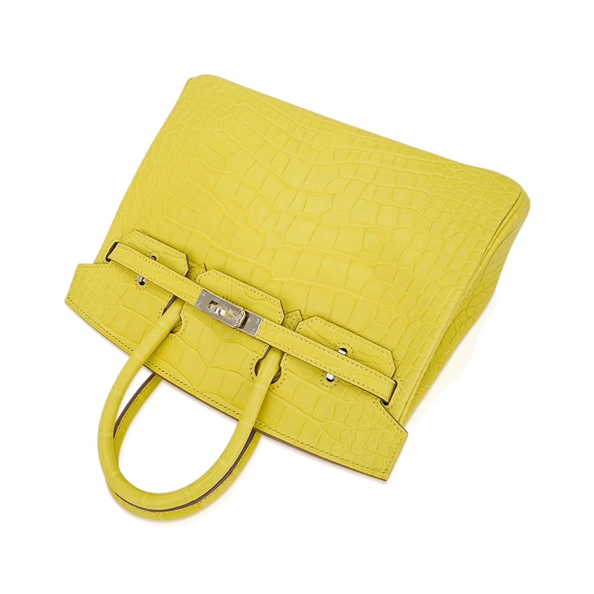Birkin 25 Bag Lime Matte Alligator with Palladium Hardware