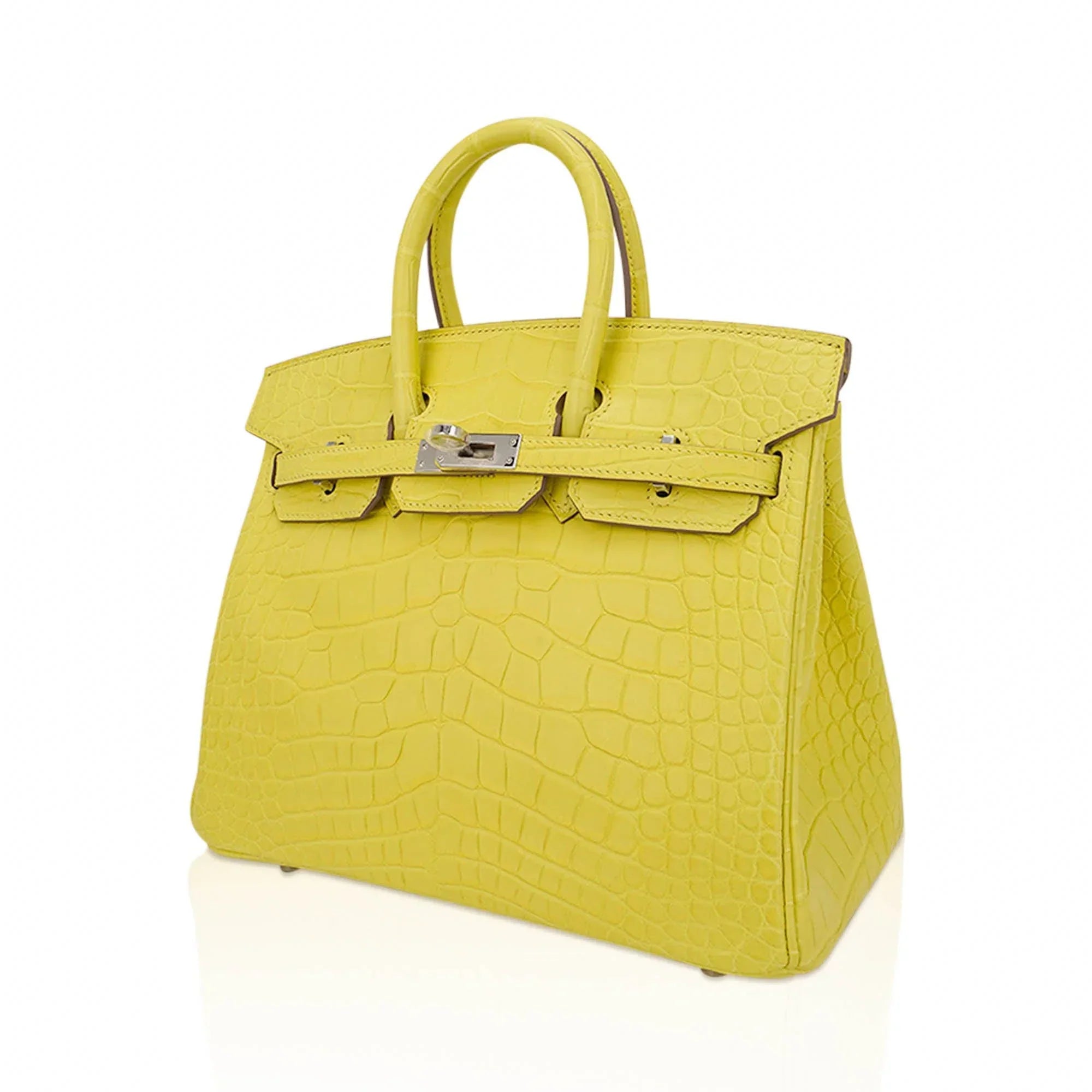 Birkin 25 Bag Lime Matte Alligator with Palladium Hardware