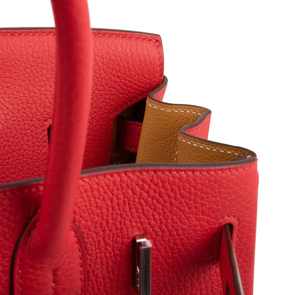 Verso Birkin 30 Bag Rouge Tomate & Natural Sable Togo Leather with Palladium Hardware
