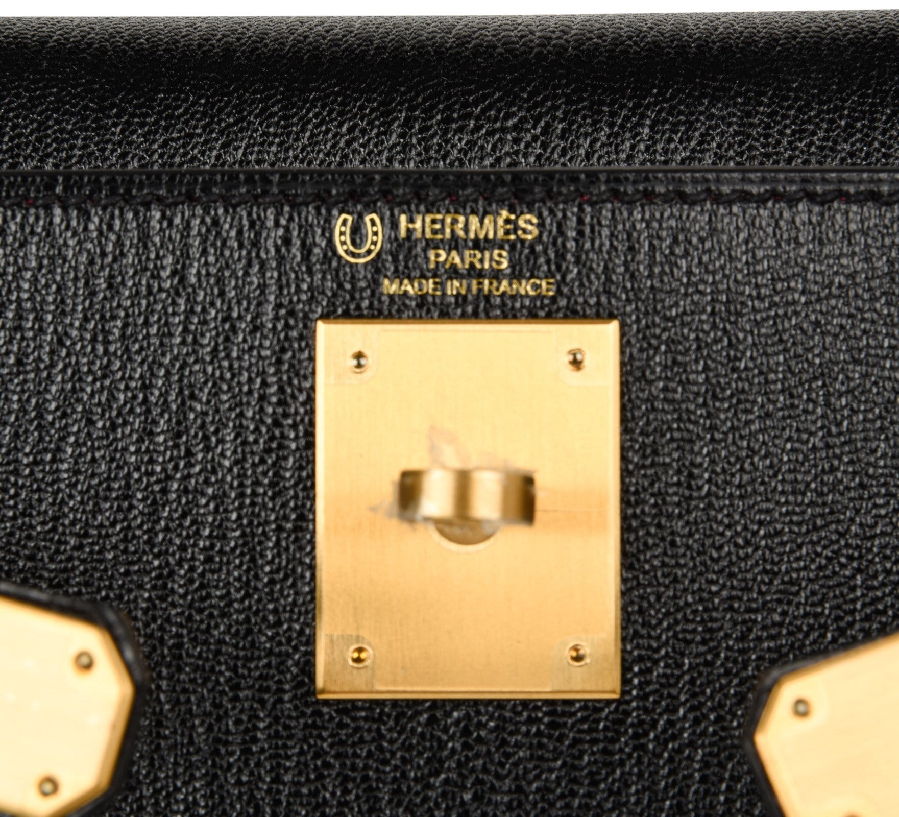 Kelly HSS 28 Bag Sellier Black Chevre Vermillion Interior Brushed Gold