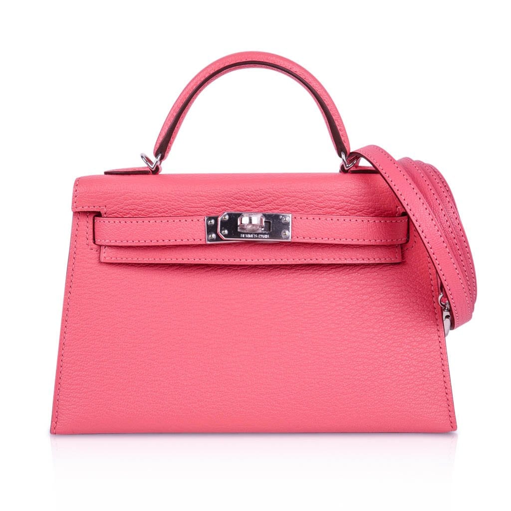 Kelly 20 Mini Sellier Bag Rose Lipstick Chevre Leather Palladium Hardware