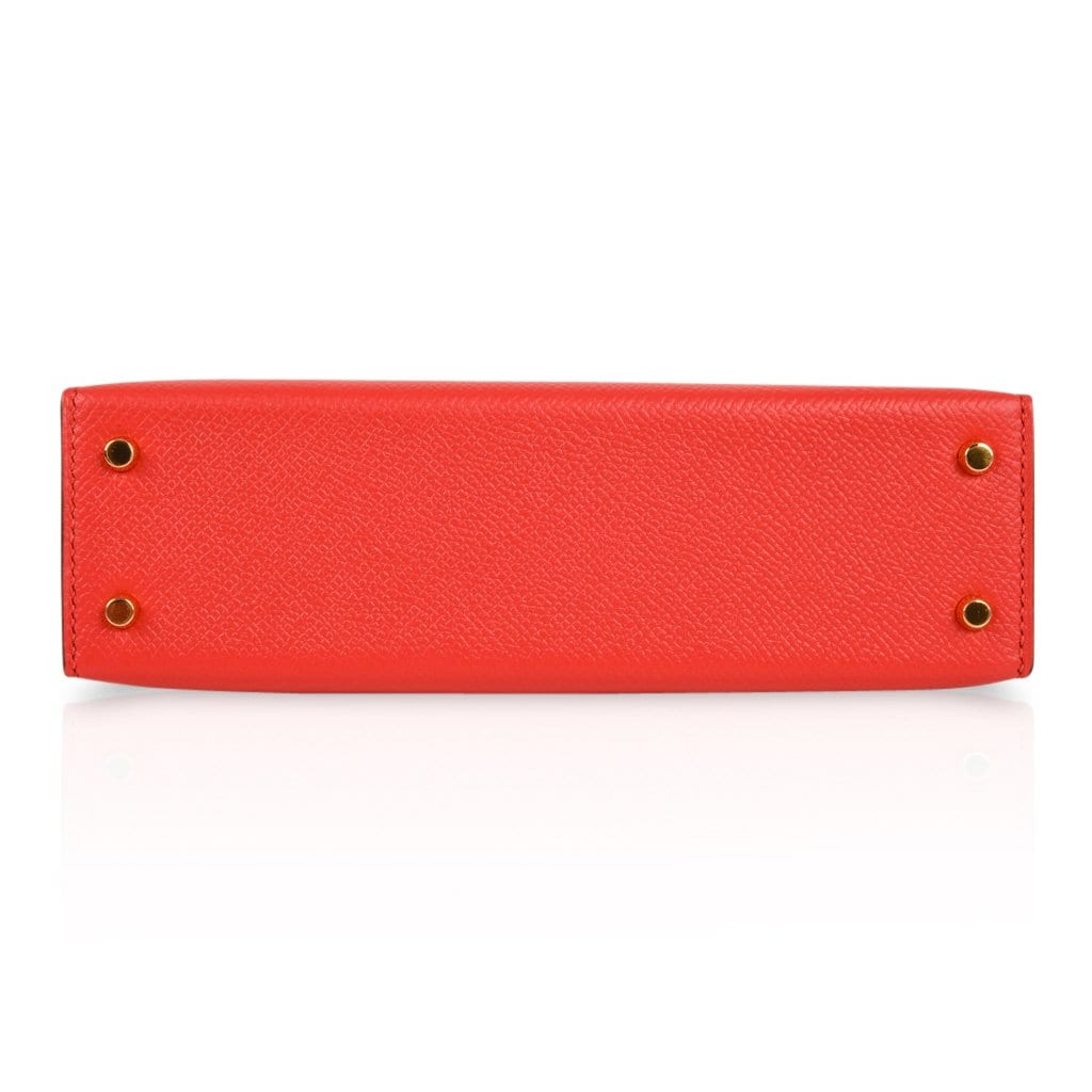 Kelly 20 Mini Sellier Bag Rouge Tomate Epsom Gold Hardware