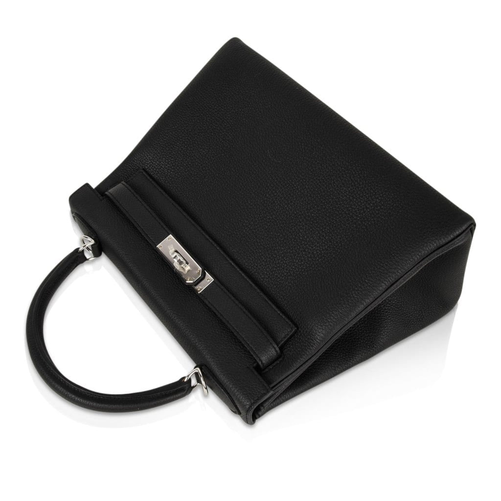Kelly 28 Bag Black Retourne Togo Palladium Hardware