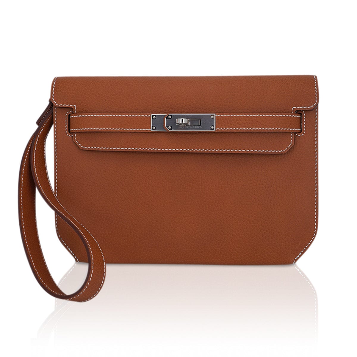 Kelly Depeches 25 Pouch Fauve Galop D’Vache Palladium Hardware