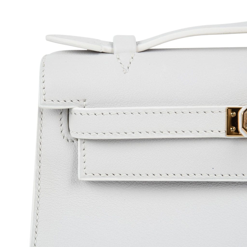 Kelly Pochette Clutch Bag Very Rare White Gold Hardware