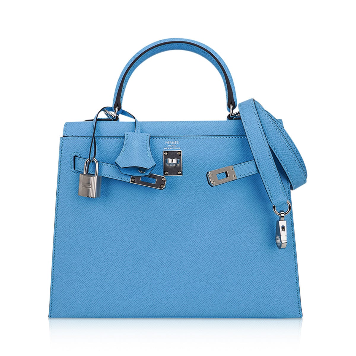 Kelly Sellier 25 Bag Blue Celeste Palladium Epsom Leather