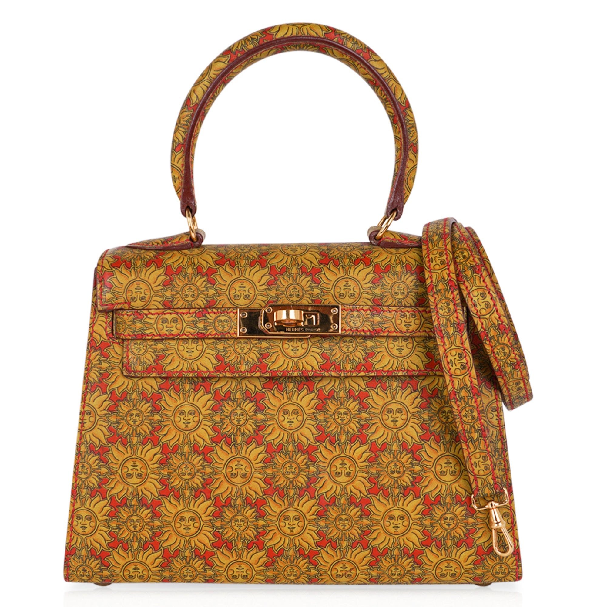 Vintage Mini Kelly 20 Bag Sellier Soleil Box Leather with Gold Hardware