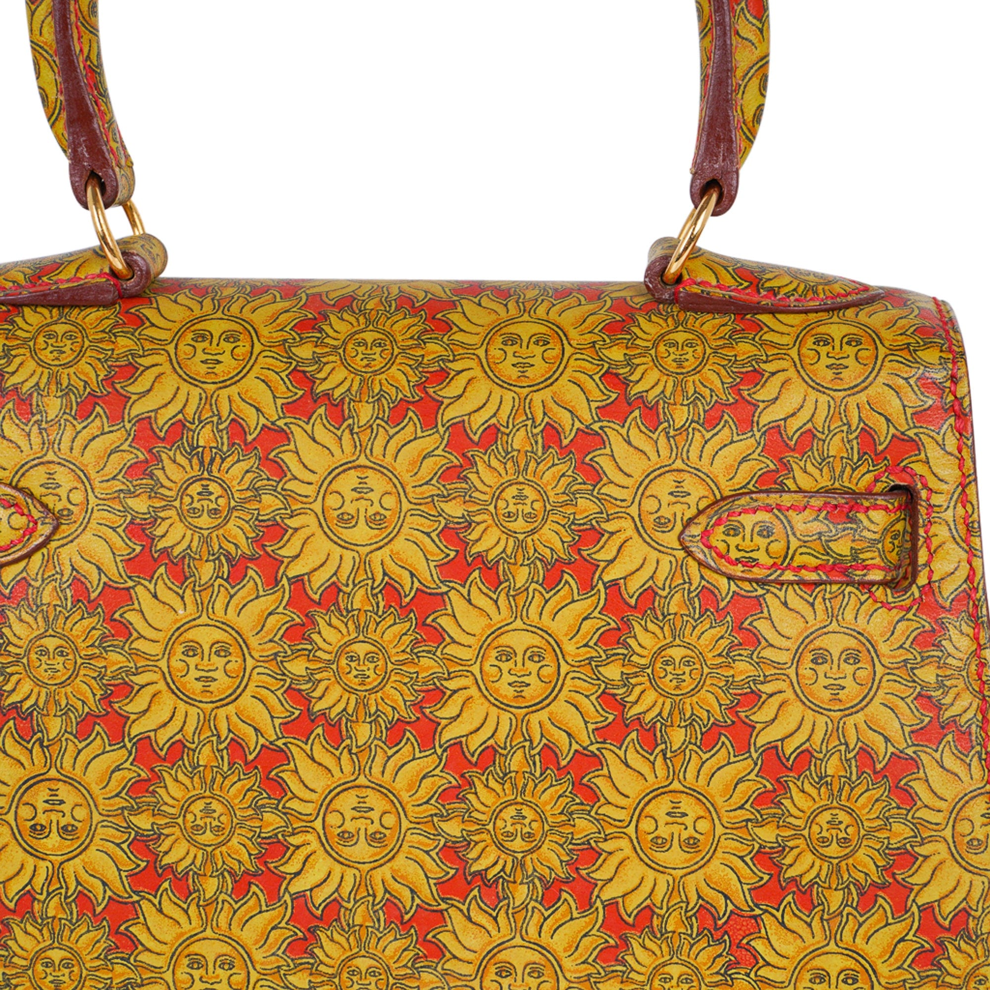 Vintage Mini Kelly 20 Bag Sellier Soleil Box Leather with Gold Hardware
